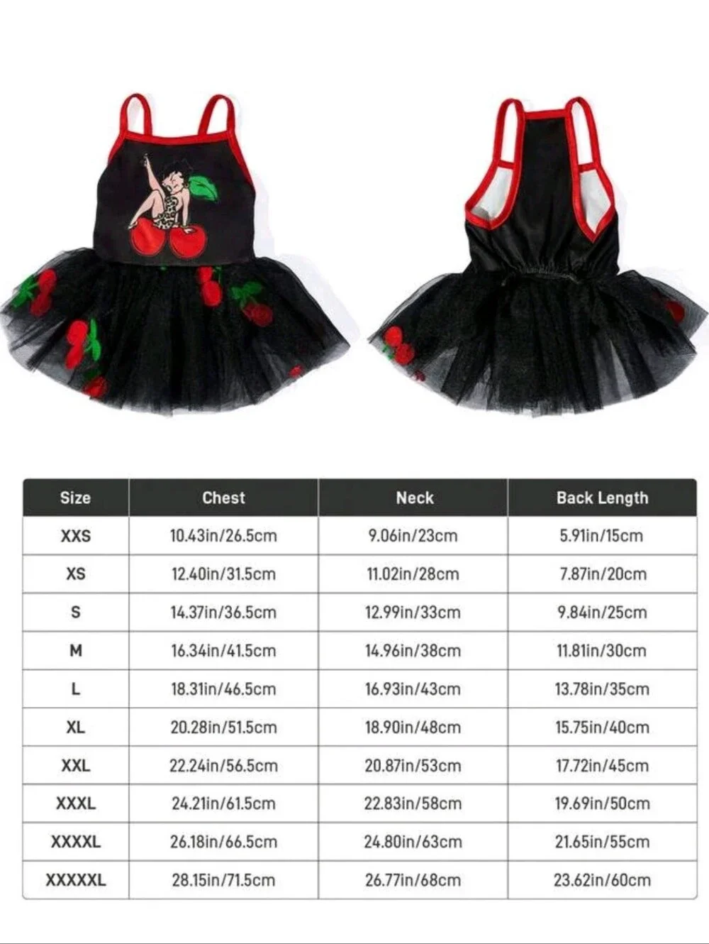 Cherry Tulle Dog Dress - Black and Red